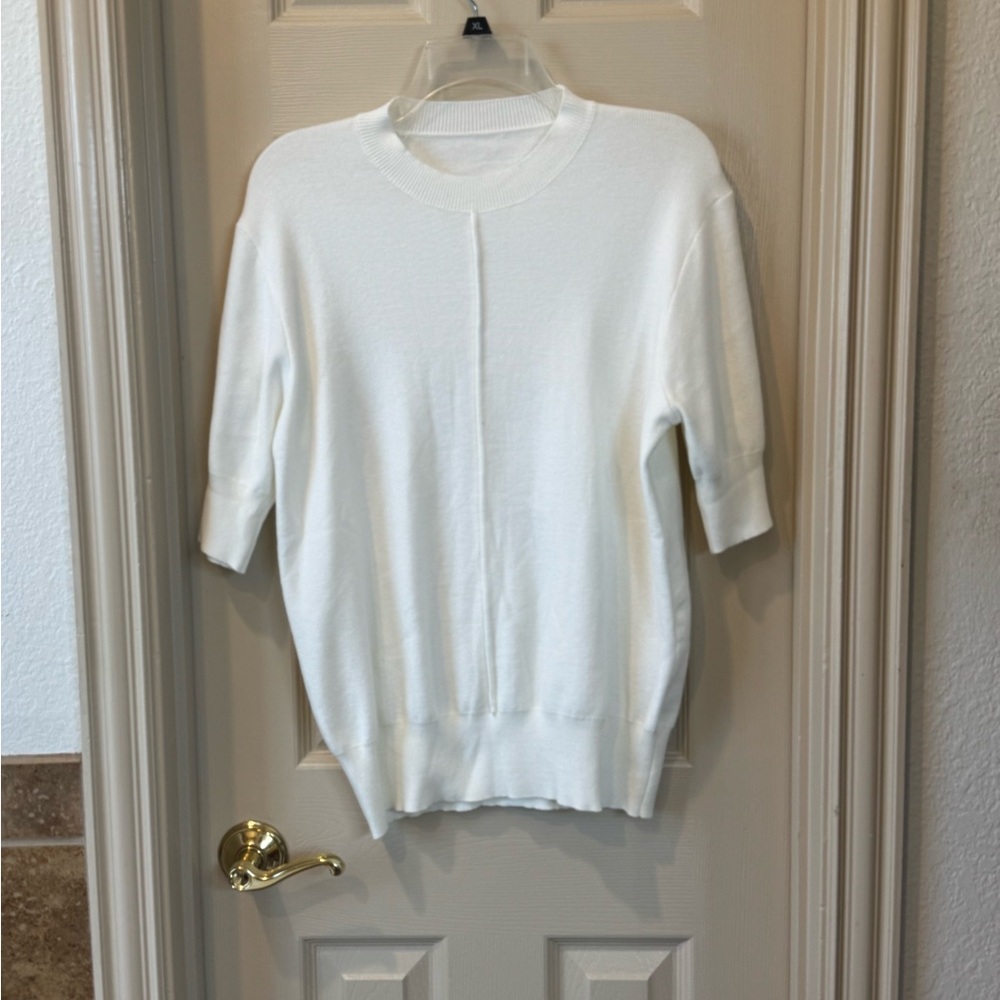 White Short Sleeve Sweater